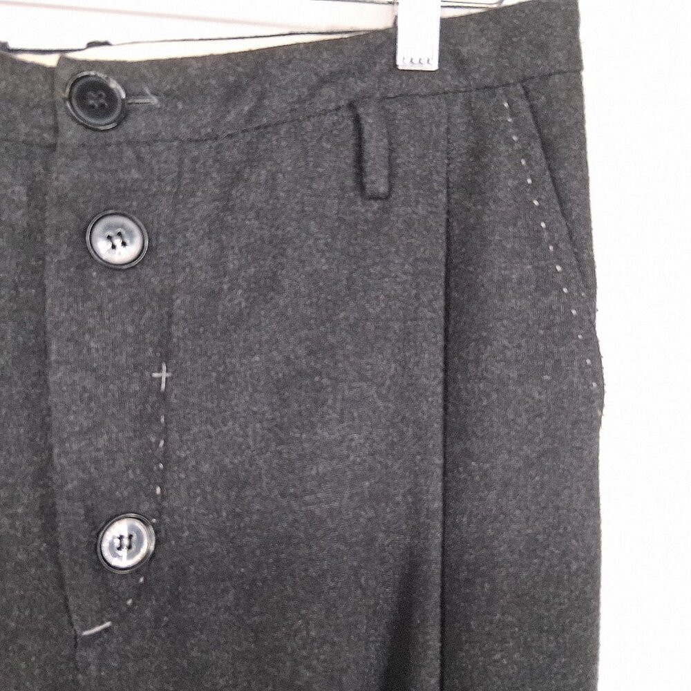 Umit Unal Pants Gray Wool Drop Crotch Trousers Slouchy Cropped Avant Garde Sz XL - Picture 6 of 16